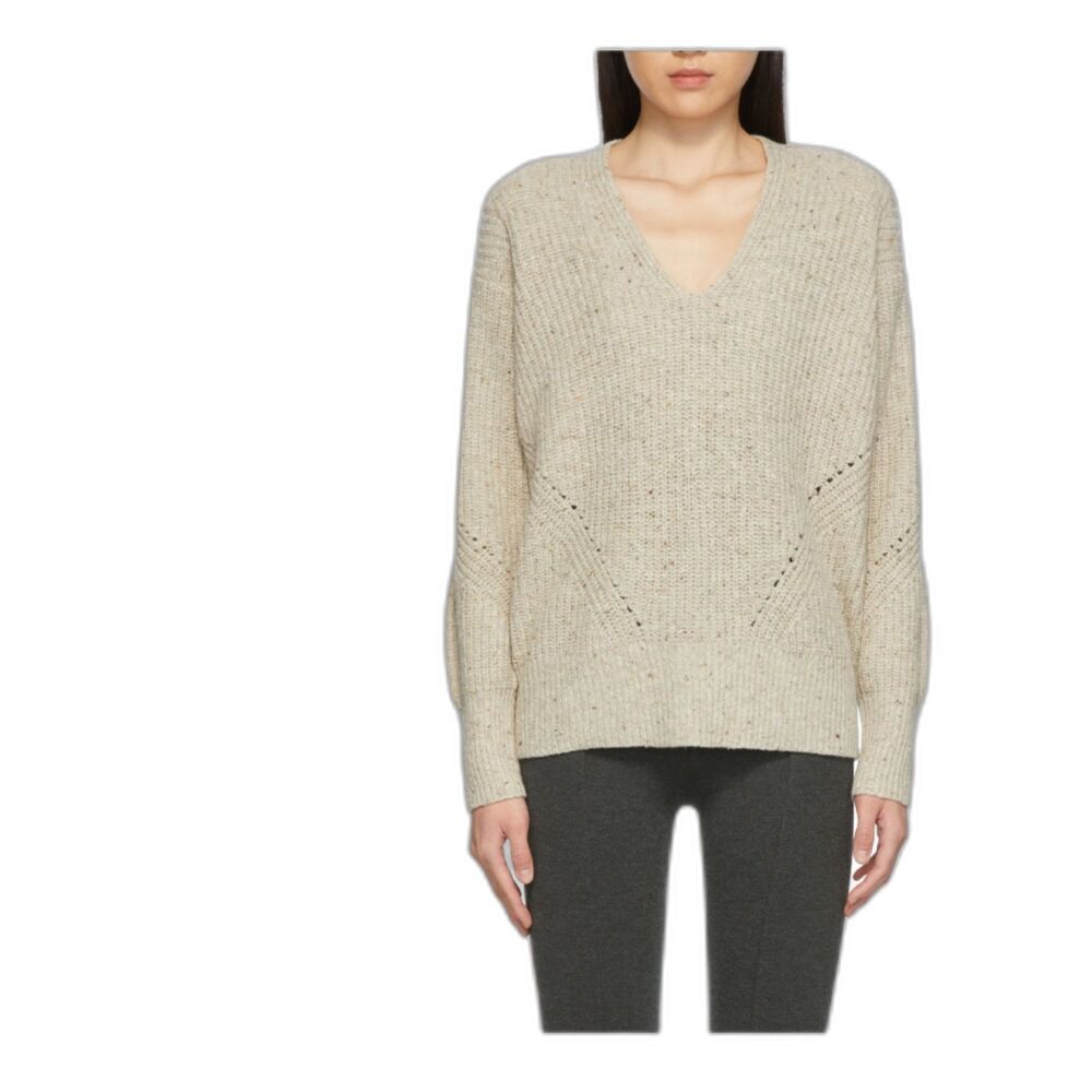 Rag & Bone Eco Donegal V-Neck Wool Blend Slouchy Pointelle Pullover Sweater XXS
